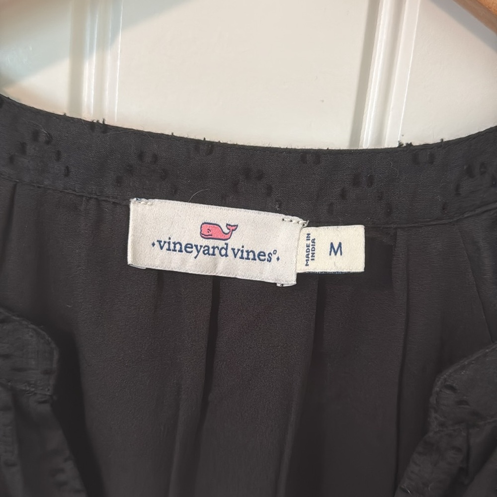 Vineyard Vines Tiered 3/4 Sleeve Dress Black Medium - Picture 3 of 7